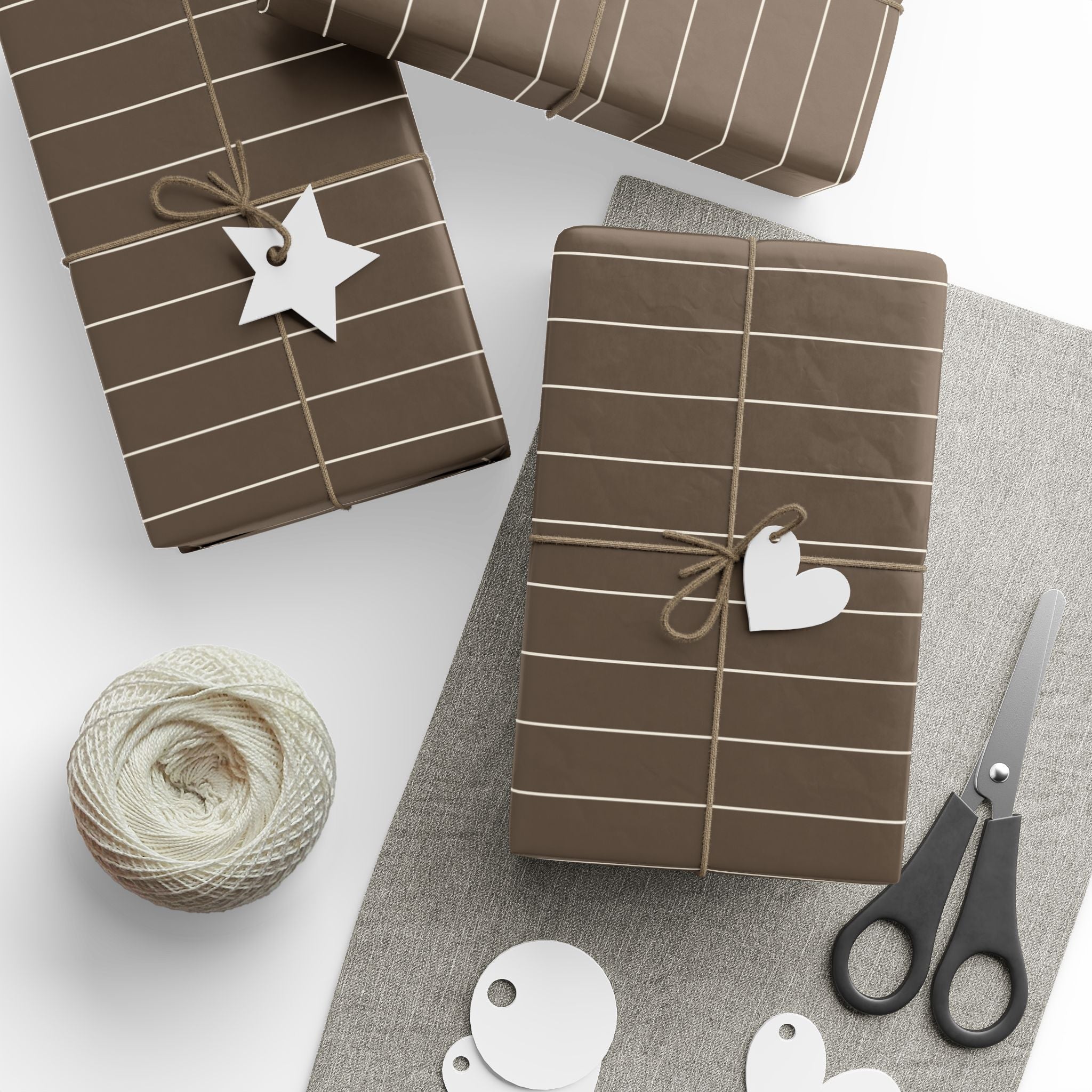 Holiday Gift Wrap:  Angels On High Stripe Mocha and Creme