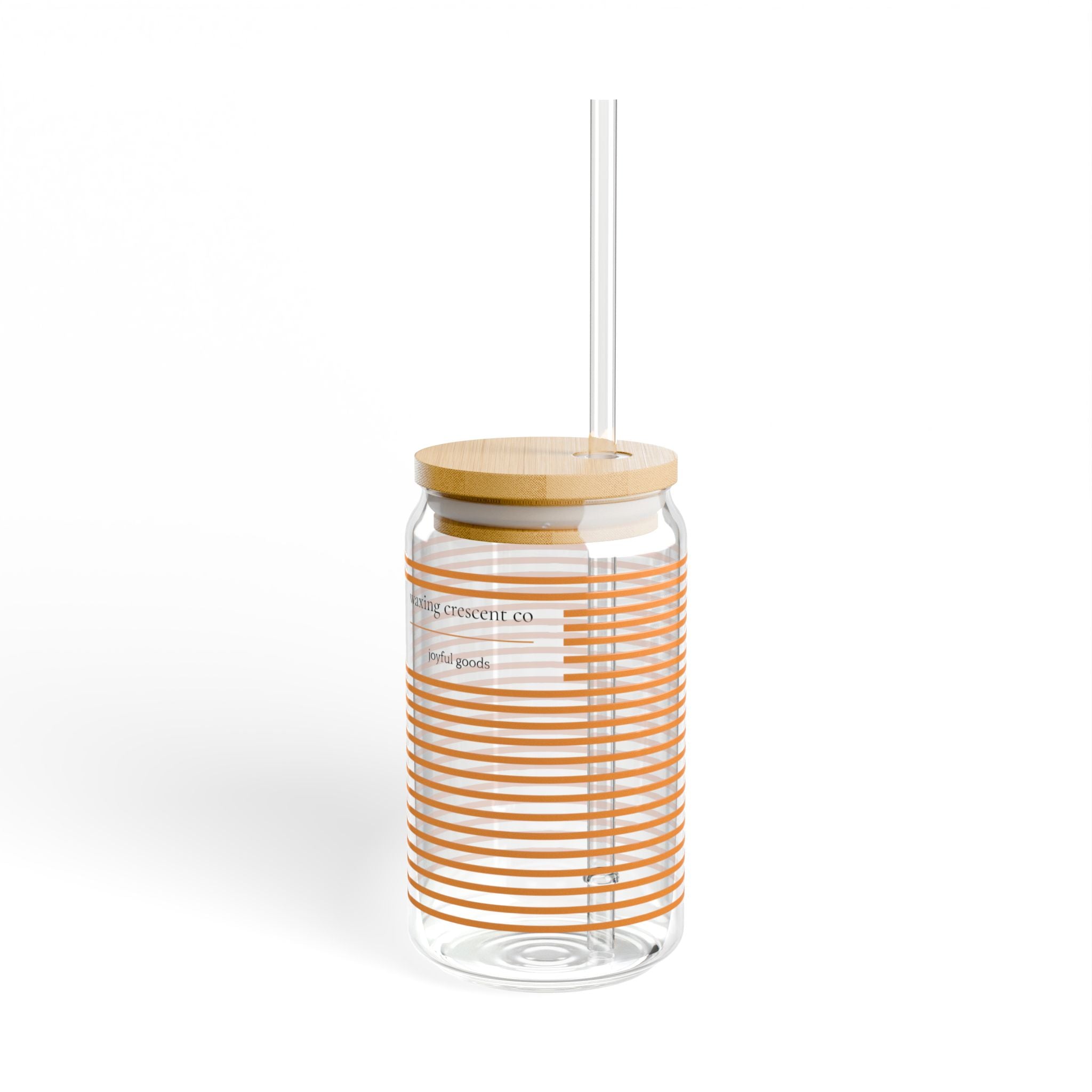16oz Sipper Glass with Bamboo Lid & Straw [orangecream stripe]